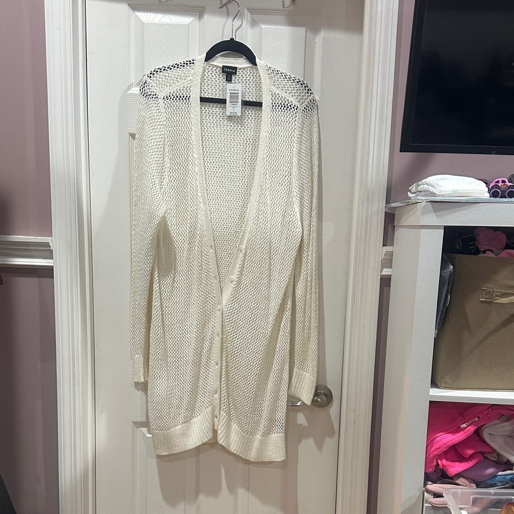 Cream Open Knit Cardigan